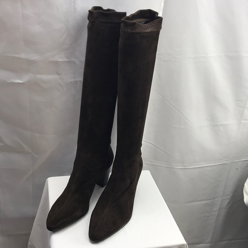 Robert Clergerie Brown Stretch Suede Knee Boots